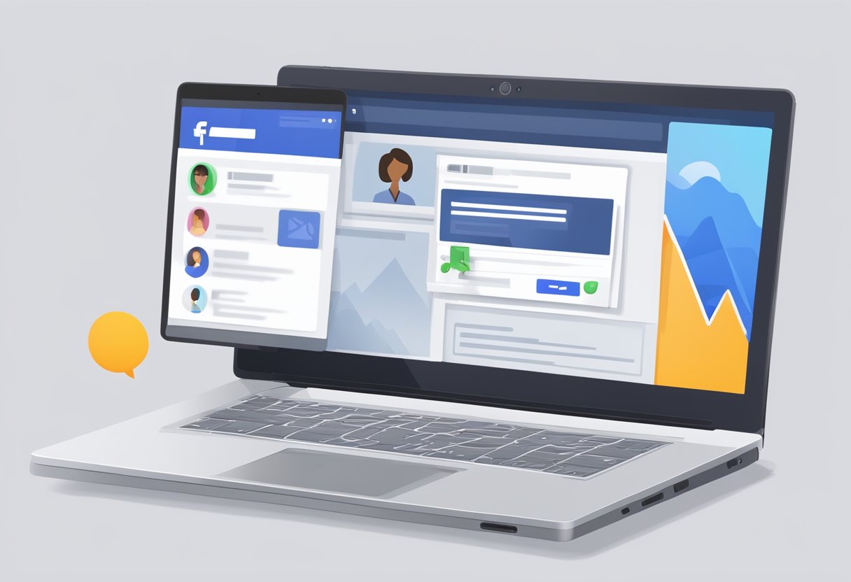 A laptop displaying a Facebook ad campaign with clear and concise messaging, accompanied by relevant visuals and a prominent call-to-action button